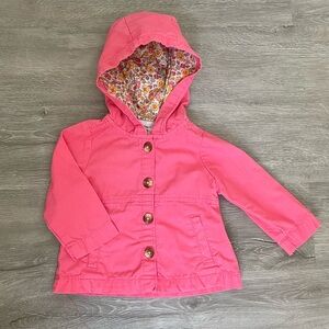 Carter’s Lightweight Cotton Coat with Floral Lined Hood, 12m